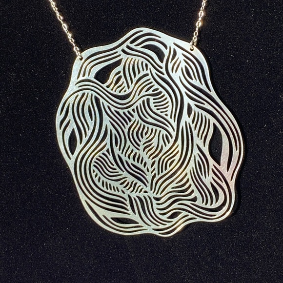 Designer Alucik Sterling Silver 925 Abstract Necklace - Picture 2 of 11